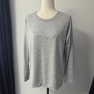 Style & Co. Gray Long Sleeve with Polka Dots & Hearts